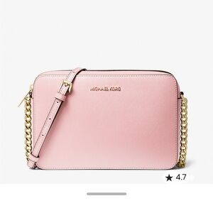 Michael Kors Jet Set Large Blush Pink Saffiano Crossbody Bag with Gold Hardware